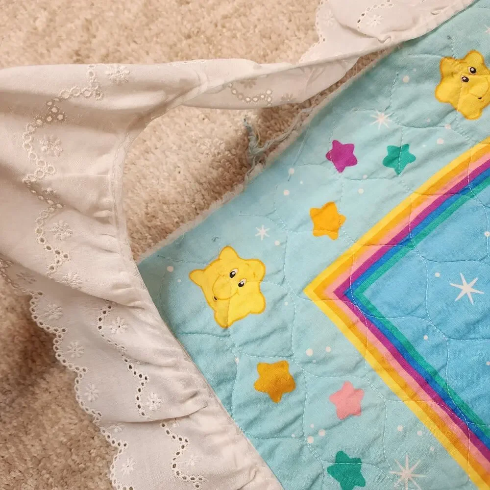 Vintage Care Bears Rainbow Trail Fabric Blanket